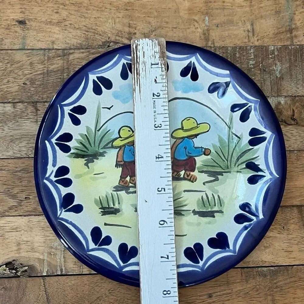 Vintage Hand Painted Ceramic Plate Lead Free Made in Mexico